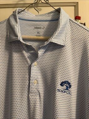 Blue Patterned Polo Shirt - Men's